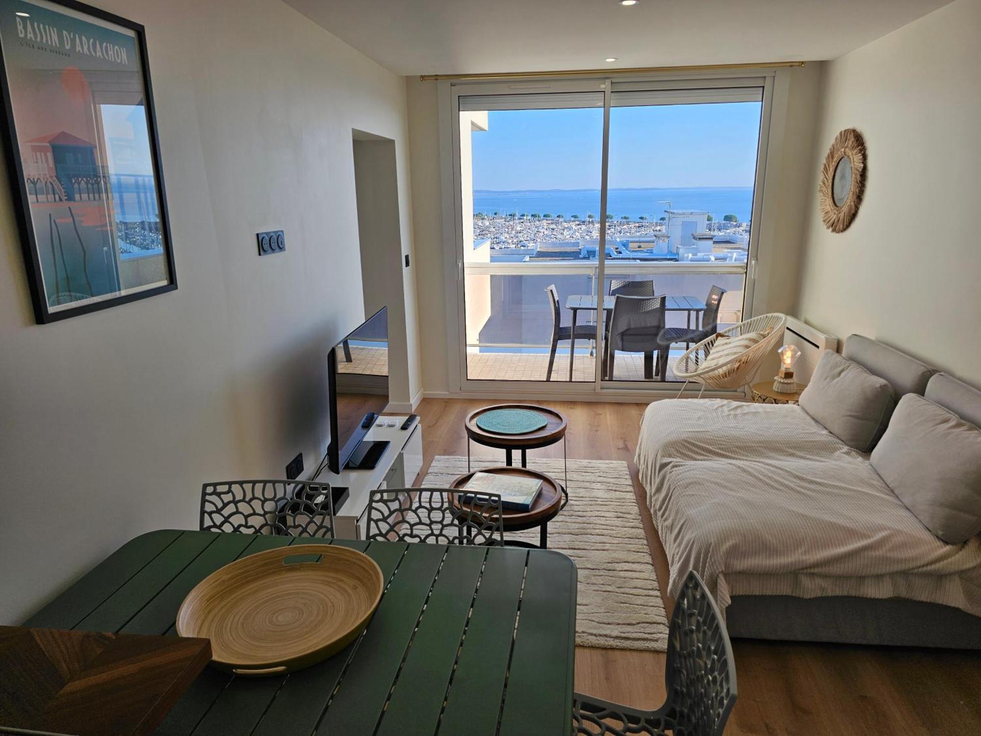 아르카숑 Vue Panoramique Sur Bassin,Piscine Et Terrasse 아파트 외부 사진